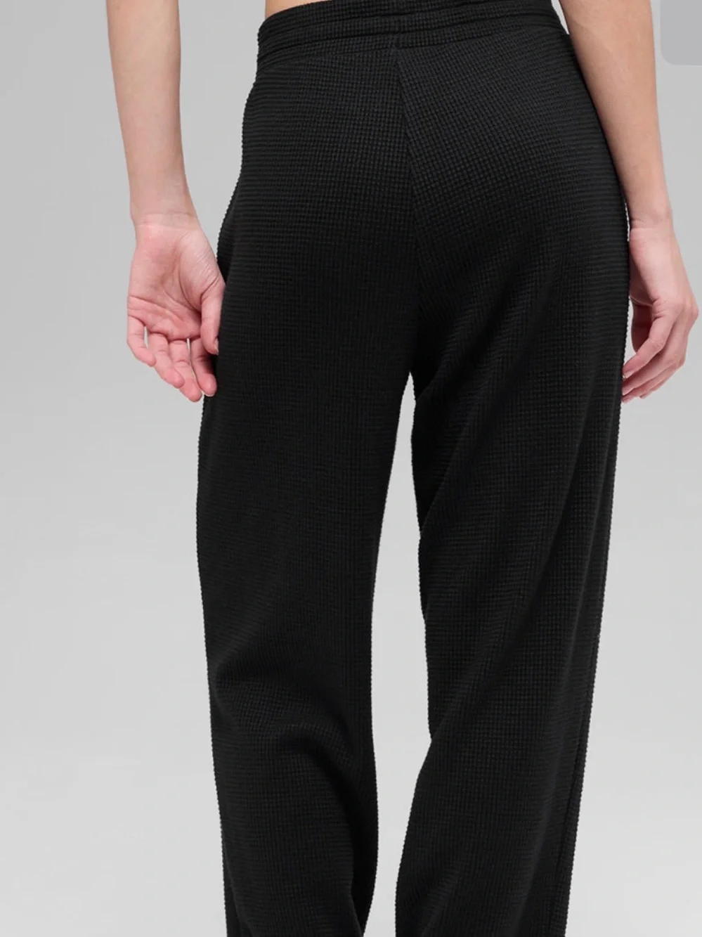 ALO Black Waffle Weekend Escape Jogger